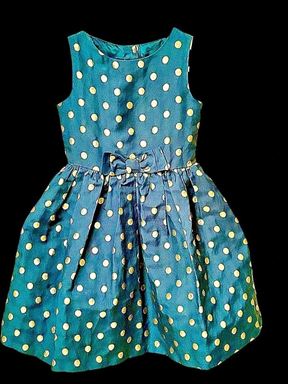 Gymboree Green & Gold Polka Dot Holiday Dress Sz 6 Tulle Lining Christmas Party